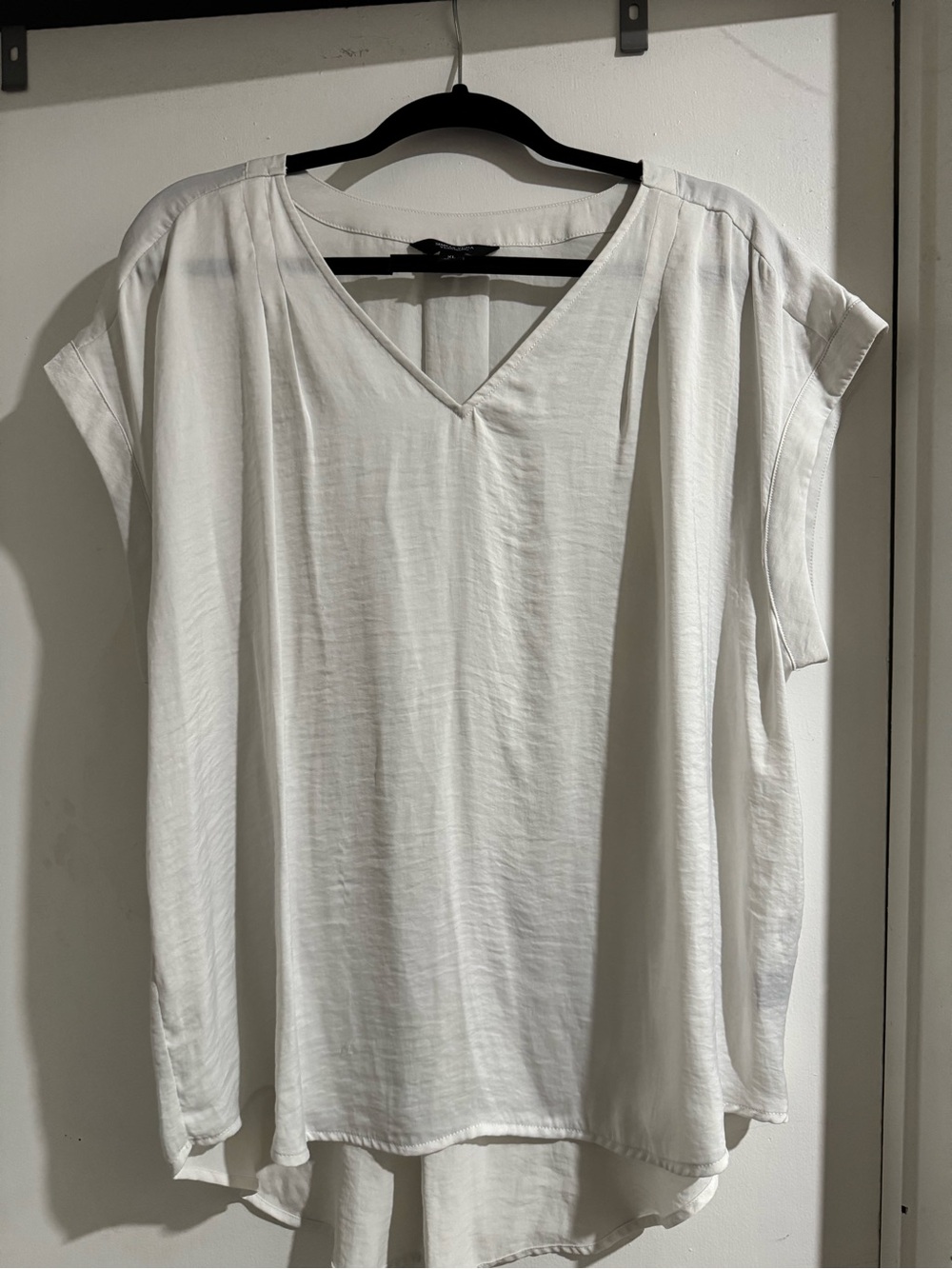 Simply Vera Vera Wang White V-Neck Blouse Cap Sleeve XL